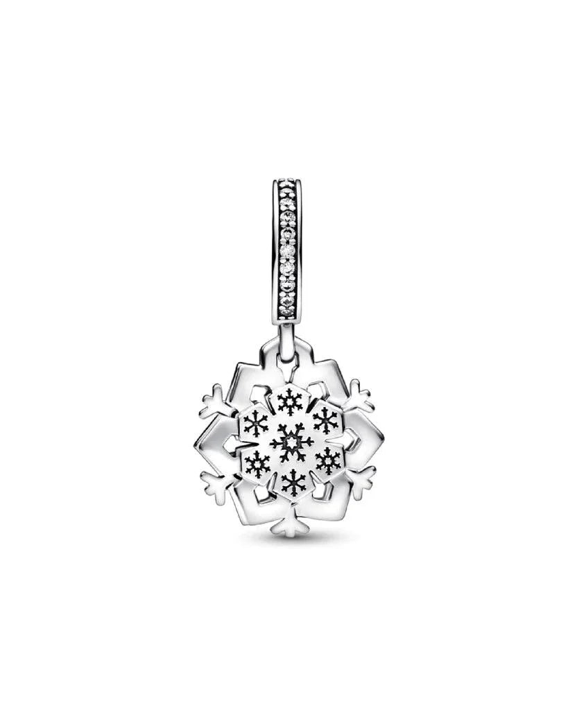 Charm Pendente Doppio Fiocco di Neve Scintillante