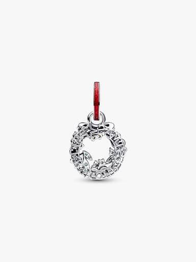 Charm Pendente Doppio Ghirlanda di Natale Argento Sterling 925 - CHARM