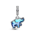 Charm Pendente Elefante Vetro di Murano Blu