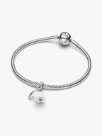 Charm Pendente Fiore Bucaneve Vetro di Murano Argento Sterling 925 - CHARM