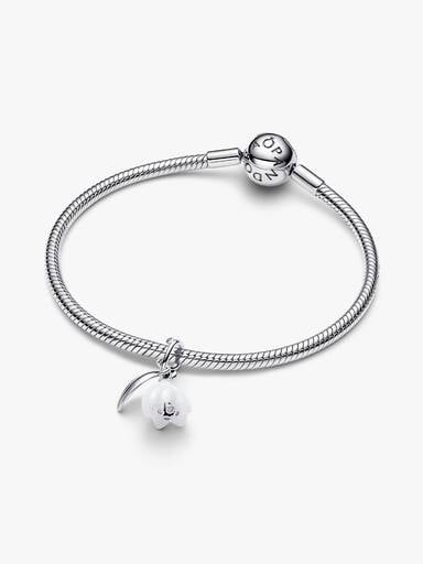 Charm Pendente Fiore Bucaneve Vetro di Murano Argento Sterling 925 - CHARM