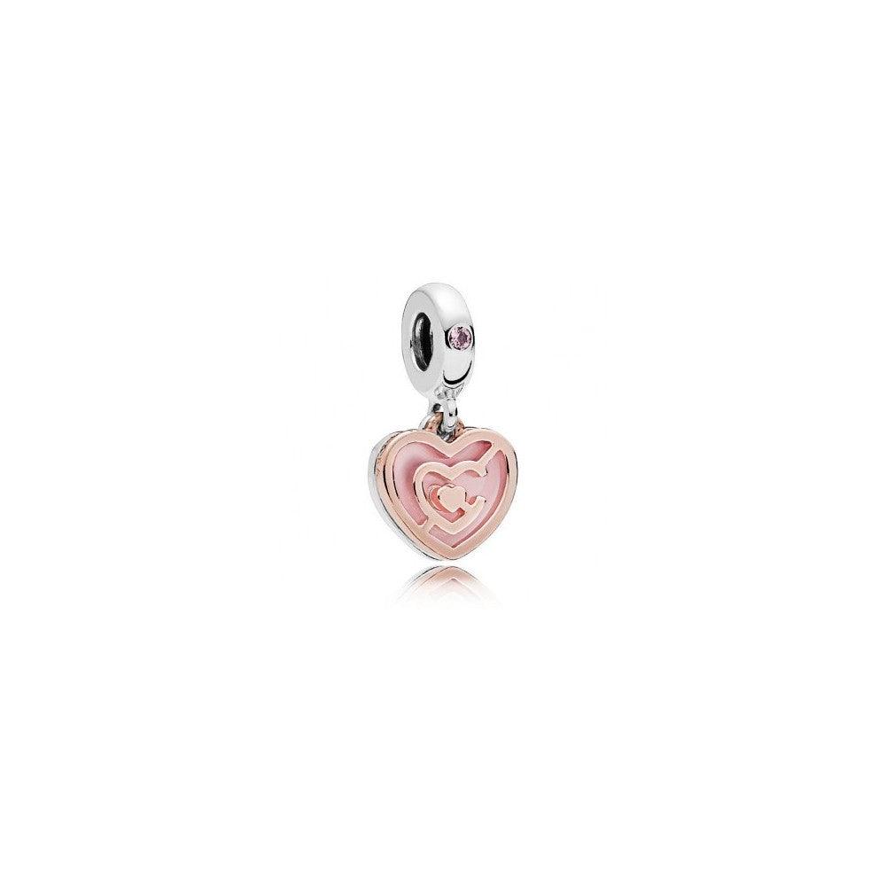 Charm Pendente Labirinto Di Cuori Rosa