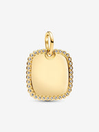 Charm Pendente Medaglia Quadrata Luminosa da incidere Placcatura in Oro 14k - CHARM