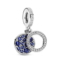 Charm Pendente Pandora Doppio con Disco Blu Scintillante