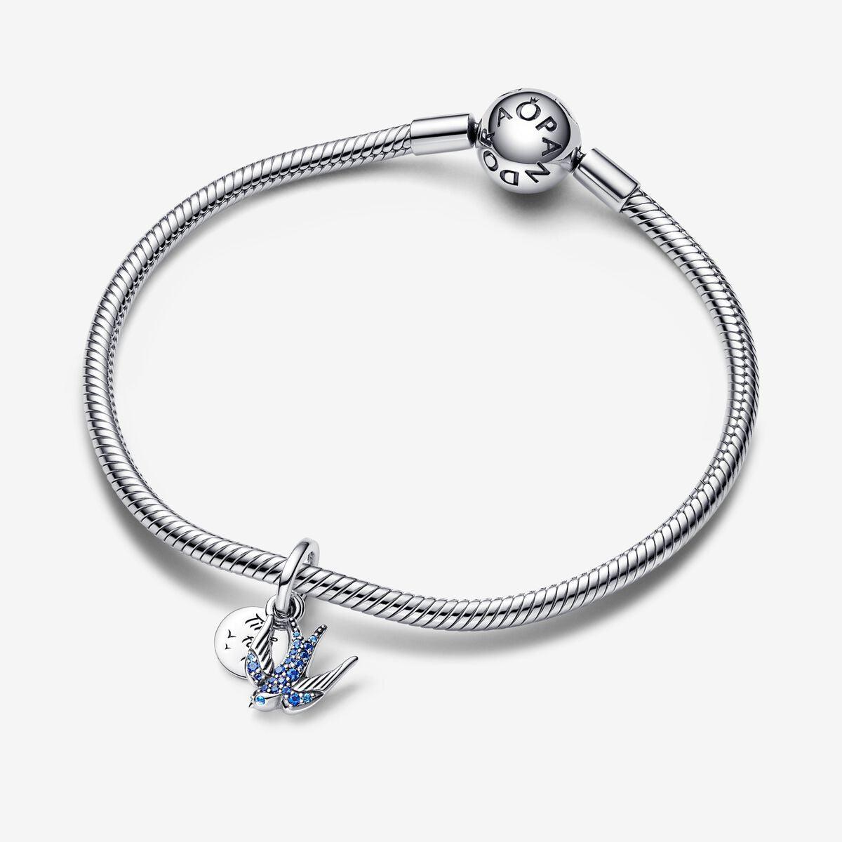 Charm Pendente Rondine Pietre Blu