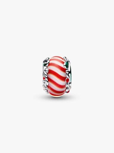 Charm Vetro di Murano Caramella di Natale Argento Sterling 925 - CHARM
