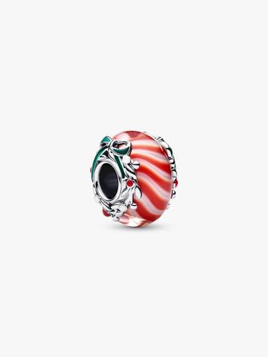 Charm Vetro di Murano Caramella di Natale Argento Sterling 925 - CHARM