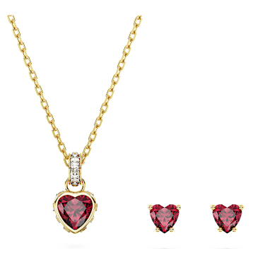 Chroma set Swarovski- Cuore, rosso, placcato color oro.