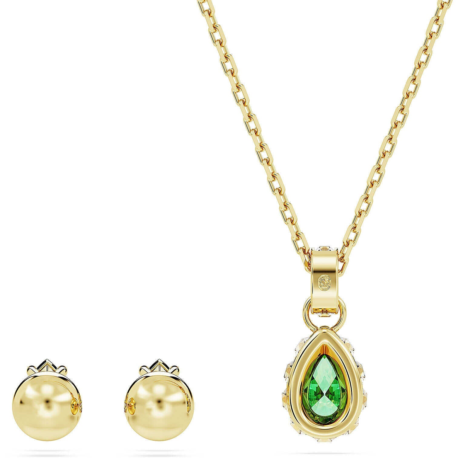 Chroma set Swarovski-Tagli misti Verde Placcato color oro. - SET