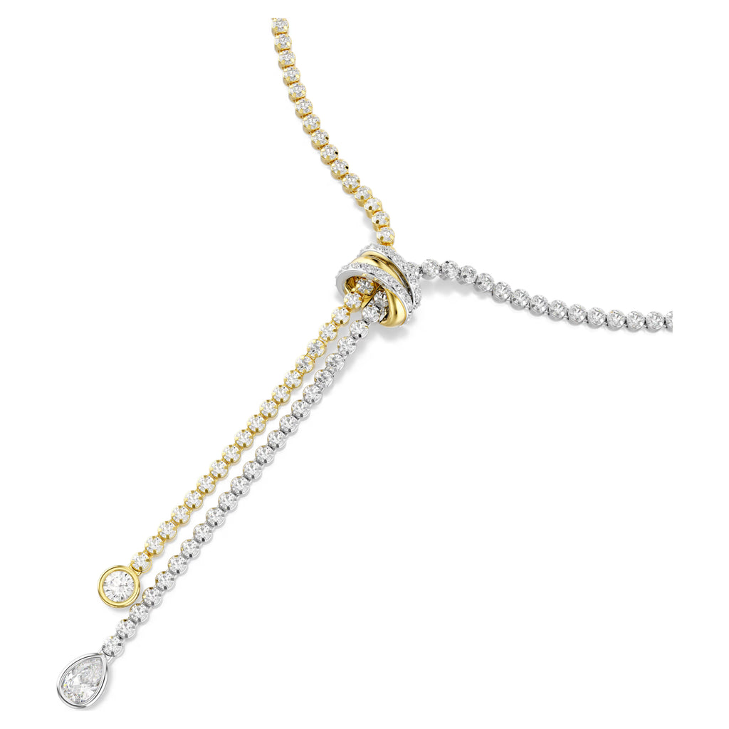 Collana a Y Hyperbola Taglio Round, Nodo, Bianco, Mix di finiture