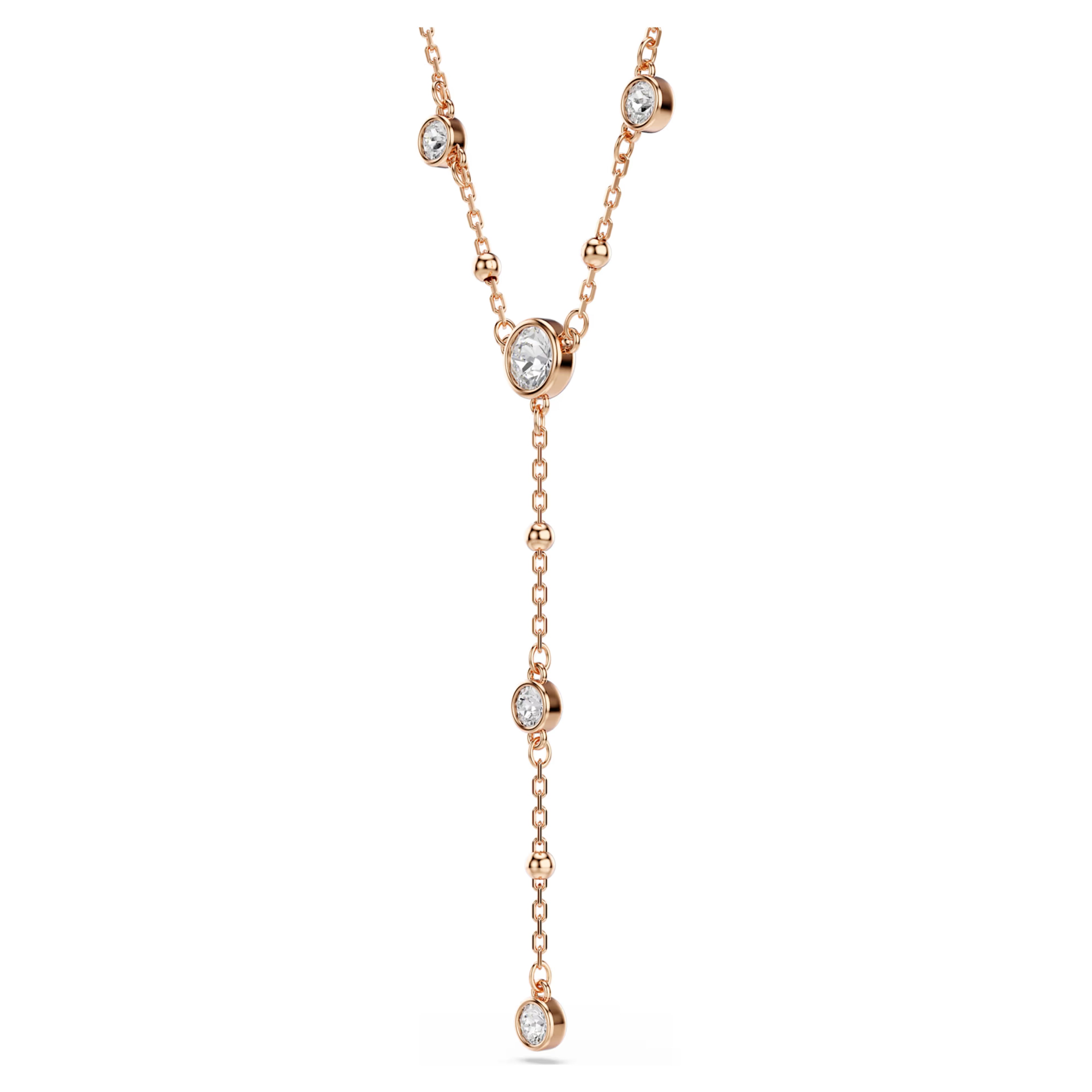 Collana a Y Imber Taglio Round, Bianco, Finitura oro rosa 18K
