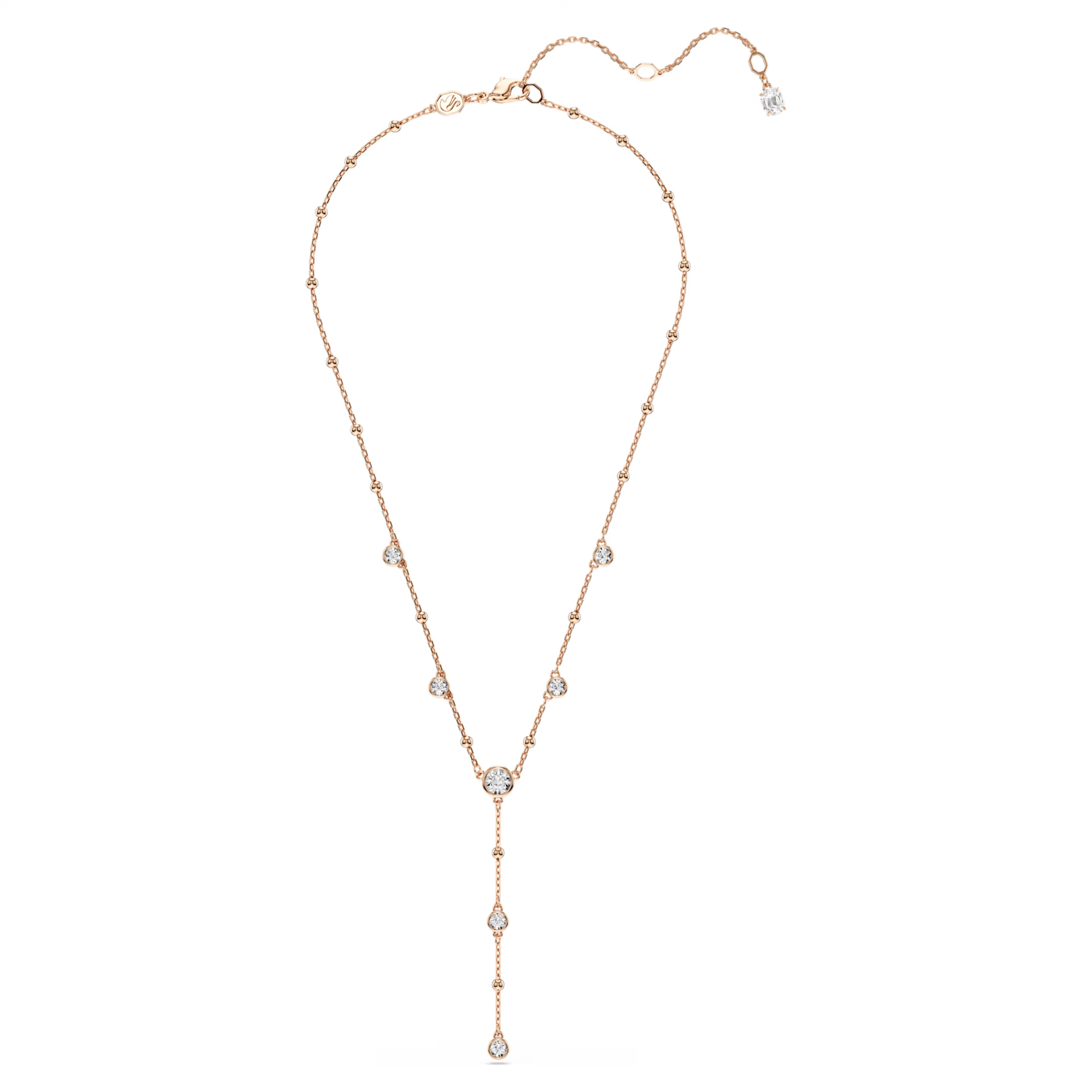 Collana a Y Imber Taglio Round, Bianco, Finitura oro rosa 18K