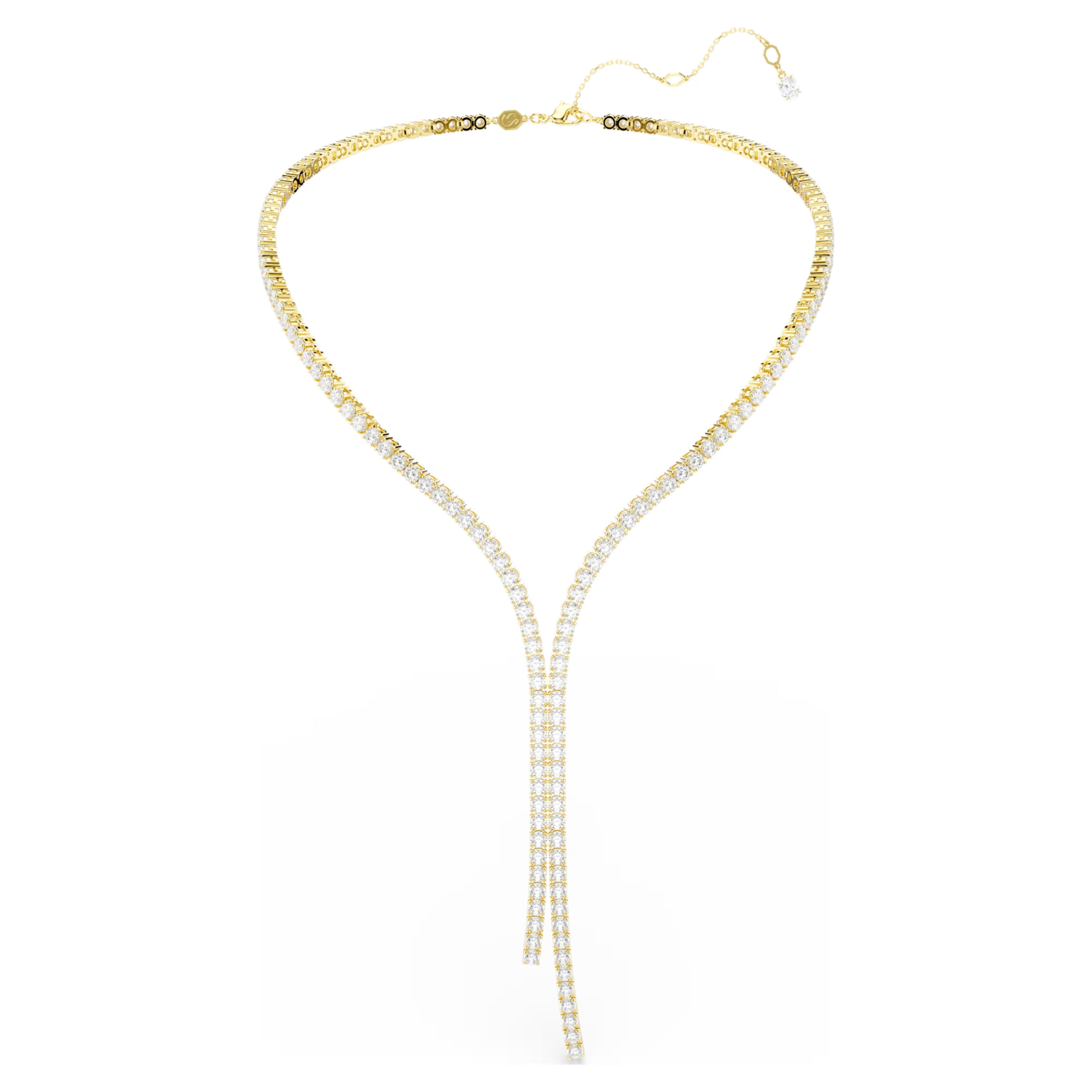 Collana a Y Matrix Taglio Round, Bianco, Finitura oro 18K