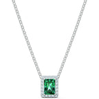 COLLANA ANGELIC RECTANGULAR, VERDE, PLACCATO RODIO
