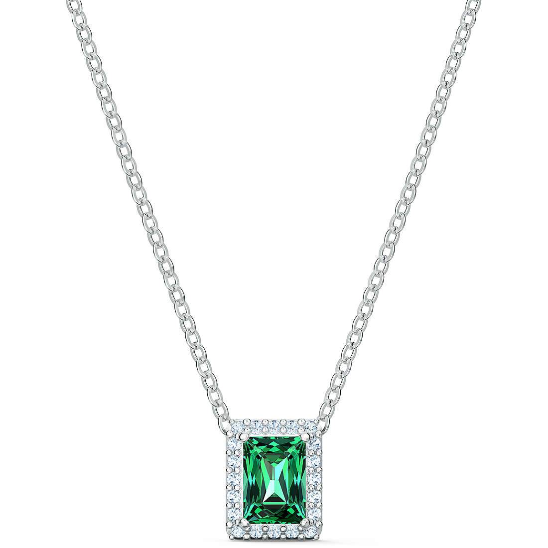 COLLANA ANGELIC RECTANGULAR, VERDE, PLACCATO RODIO