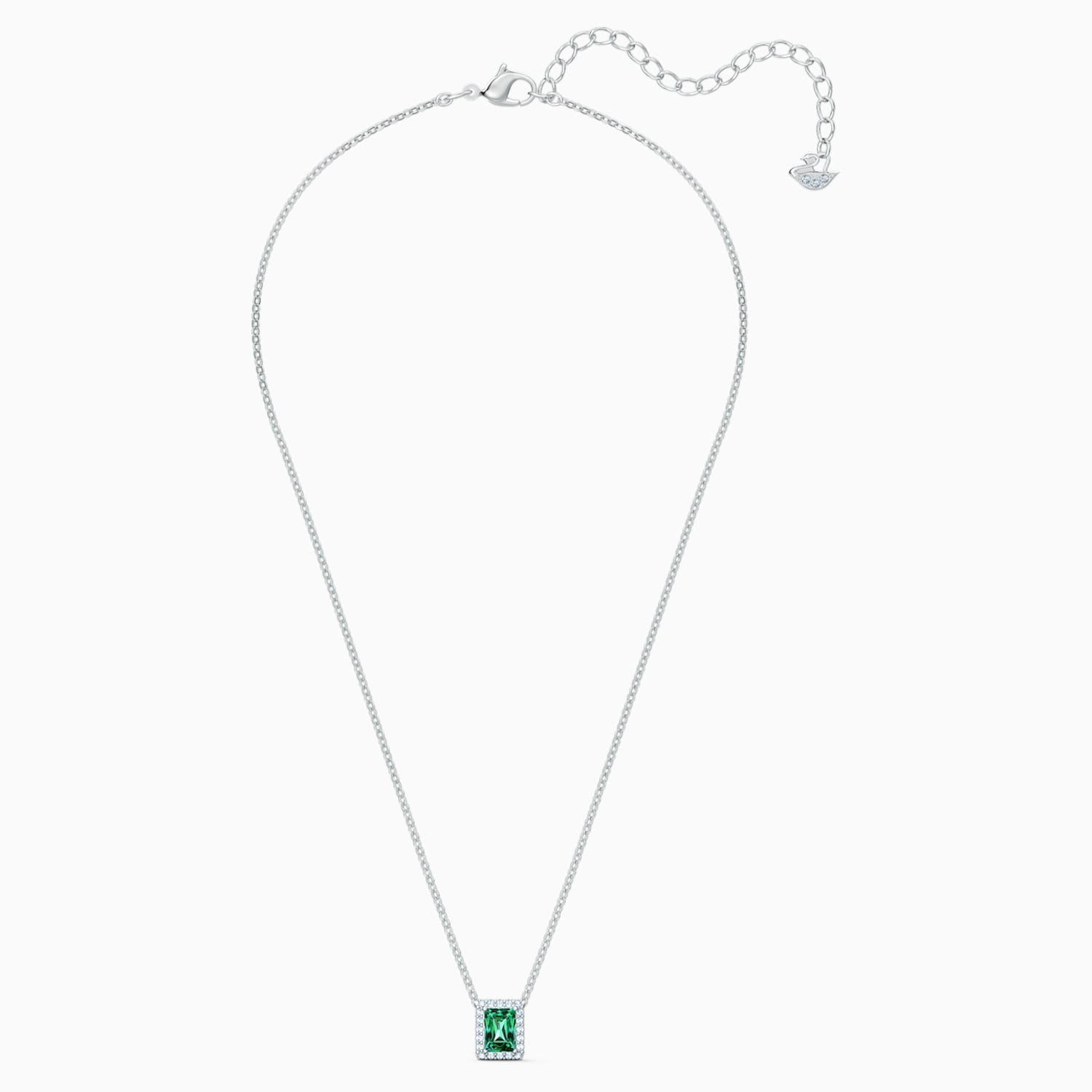 COLLANA ANGELIC RECTANGULAR, VERDE, PLACCATO RODIO
