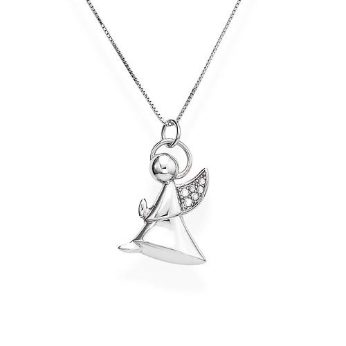 Collana Angelo Profilo Argento Zirconato