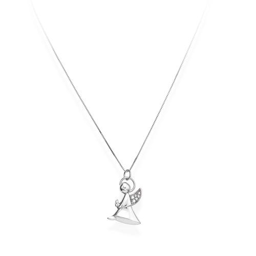 Collana Angelo Profilo Argento Zirconato