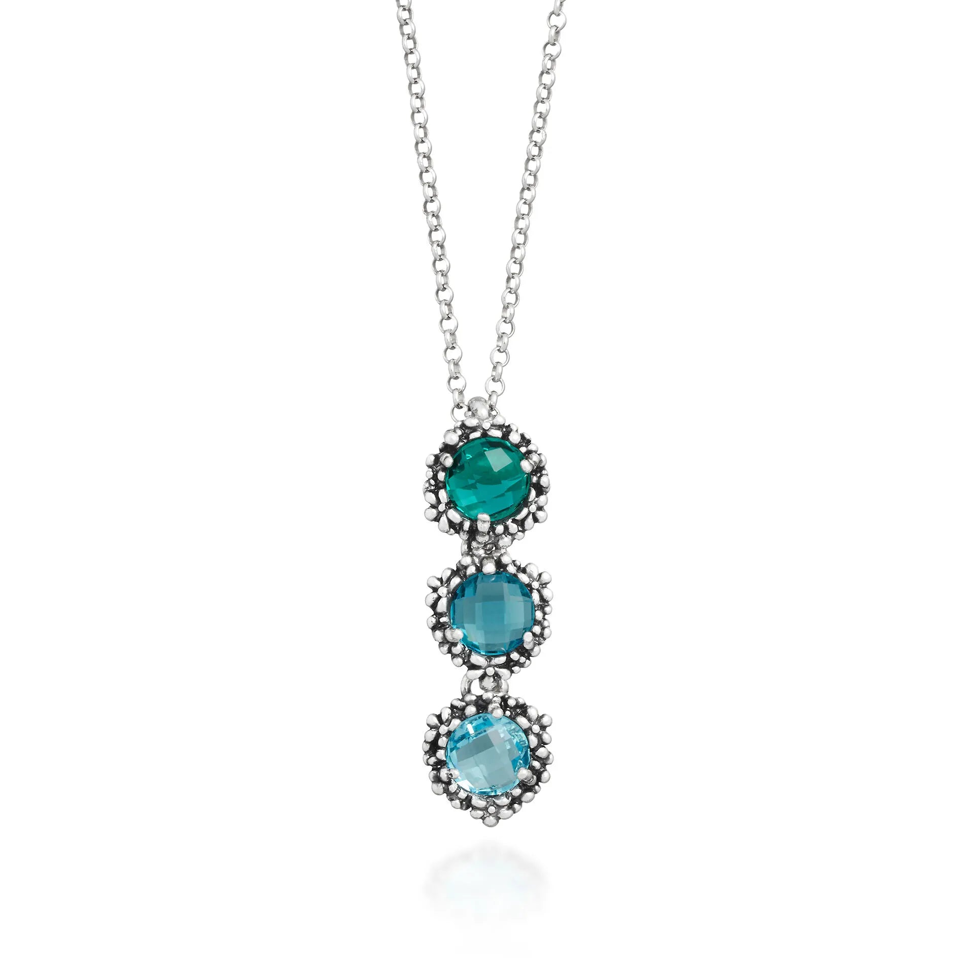 Collana ’Cascata Blue Ivy’ in Argento 925 con Cristalli Smeraldo Azzurro e Celeste - COLLANA