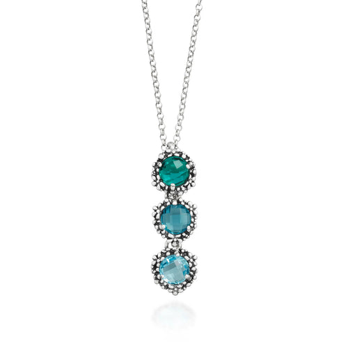 Collana ’Cascata Blue Ivy’ in Argento 925 con Cristalli Smeraldo Azzurro e Celeste - COLLANA