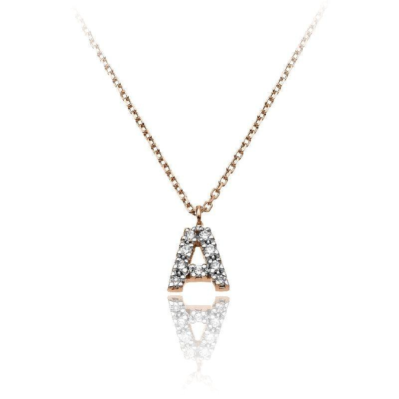Collana con pendente lettera in oro e diamanti LETTERA A