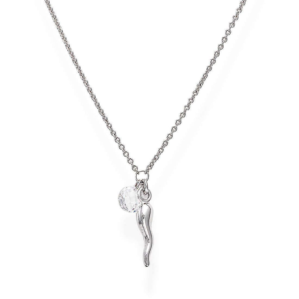 COLLANA CORNETTO RODIO E PUNTO LUCE