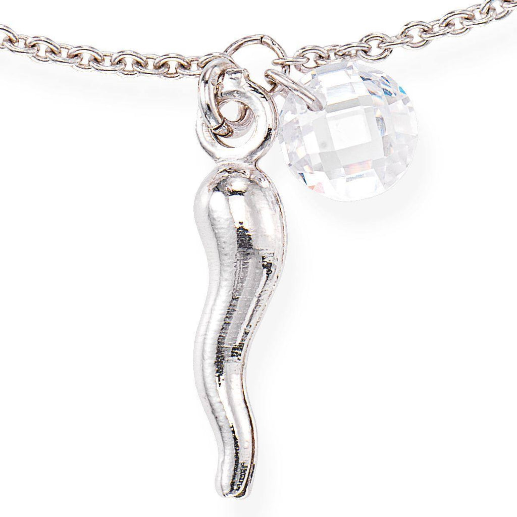 COLLANA CORNETTO RODIO E PUNTO LUCE