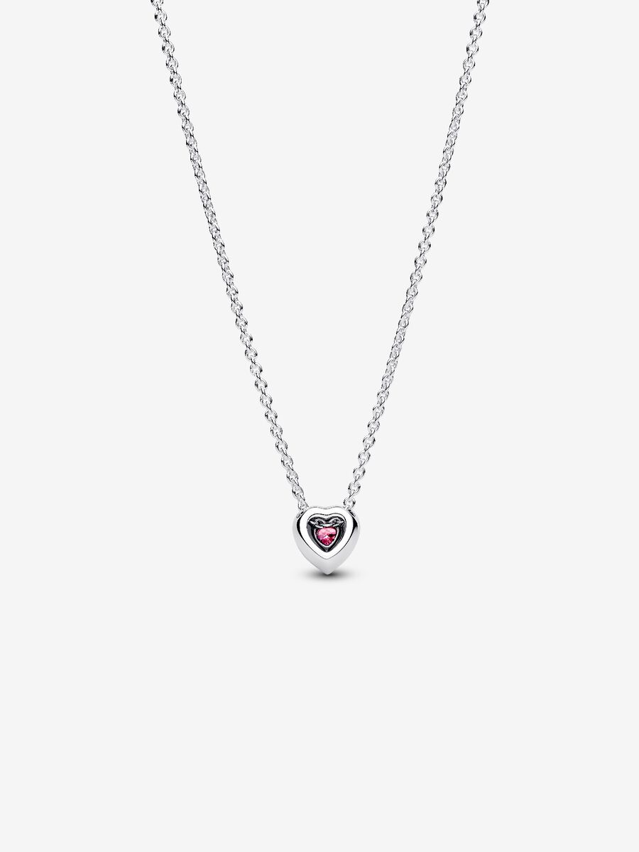 Collana Cuore in Rilievo Rosa Argento Sterling 925 - COLLANA