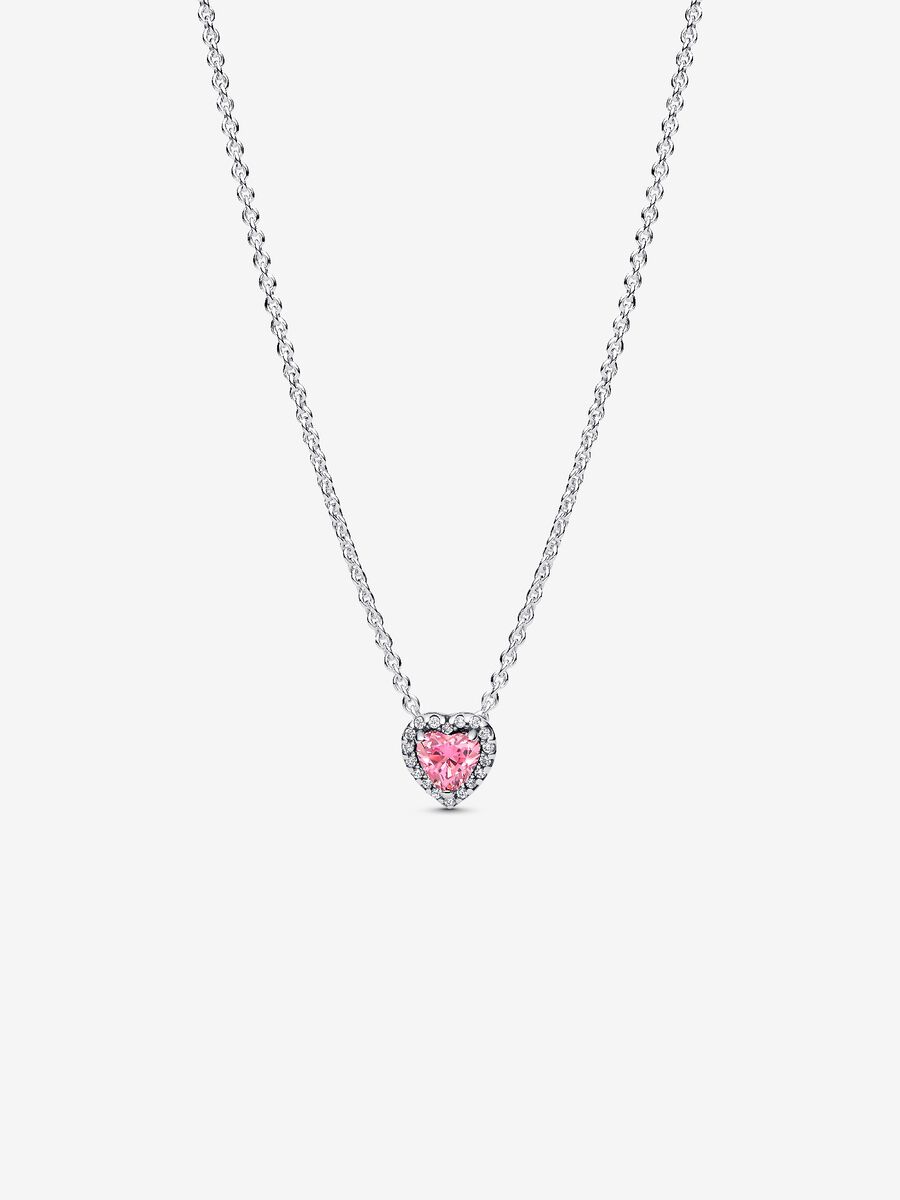 Collana Cuore in Rilievo Rosa Argento Sterling 925 - COLLANA