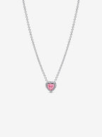 Collana Cuore in Rilievo Rosa Argento Sterling 925 - COLLANA