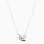 COLLANA DANCING SWAN, AZZURRO, PLACCATO RODIO