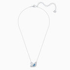 COLLANA DANCING SWAN, AZZURRO, PLACCATO RODIO