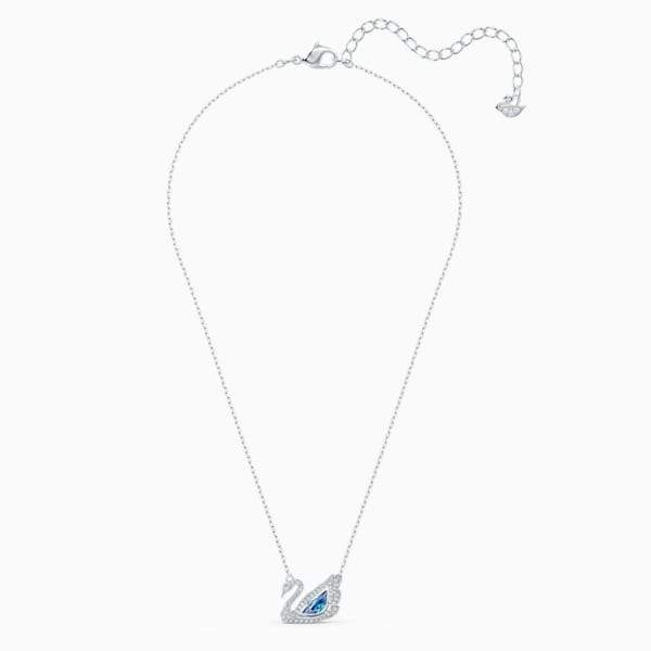 COLLANA DANCING SWAN, AZZURRO, PLACCATO RODIO