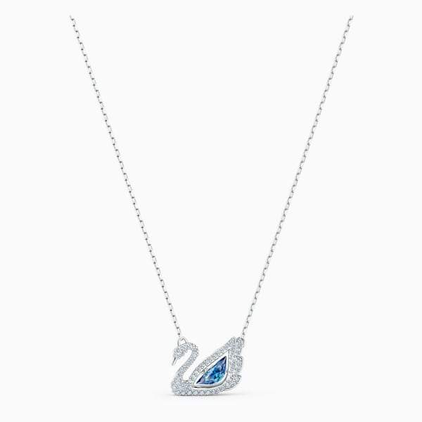 COLLANA DANCING SWAN, AZZURRO, PLACCATO RODIO