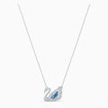 COLLANA DANCING SWAN, AZZURRO, PLACCATO RODIO