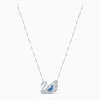 COLLANA DANCING SWAN, AZZURRO, PLACCATO RODIO