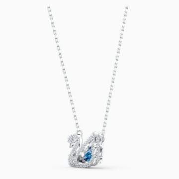 COLLANA DANCING SWAN, AZZURRO, PLACCATO RODIO