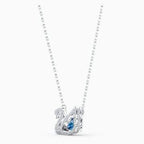 COLLANA DANCING SWAN, AZZURRO, PLACCATO RODIO