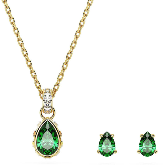 Chroma set Swarovski-Tagli misti, Verde, Placcato color oro.