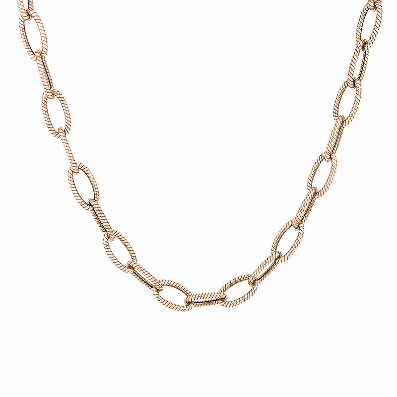 Collana Essentia in Argento Maglia Ovale Rigata - 40 cm - COLLANE