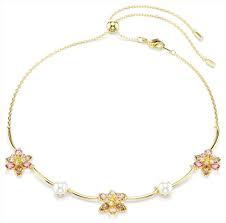 Collana Idyllia Crystal Pearl Taglio misto Fiore Multicolore Placcato color oro COLLANA