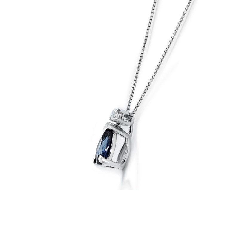 Collana in Oro Bianco 18kt con Zaffiro e Diamante