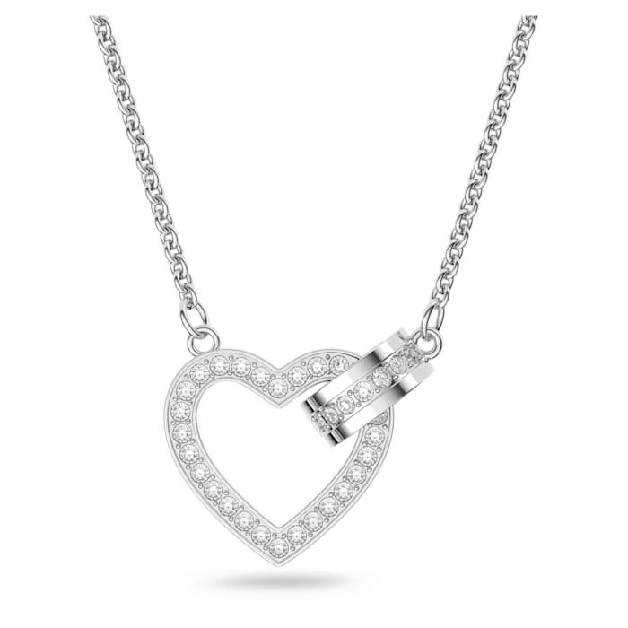 Collana Lovely Cuore, Bianco, Placcato rodio