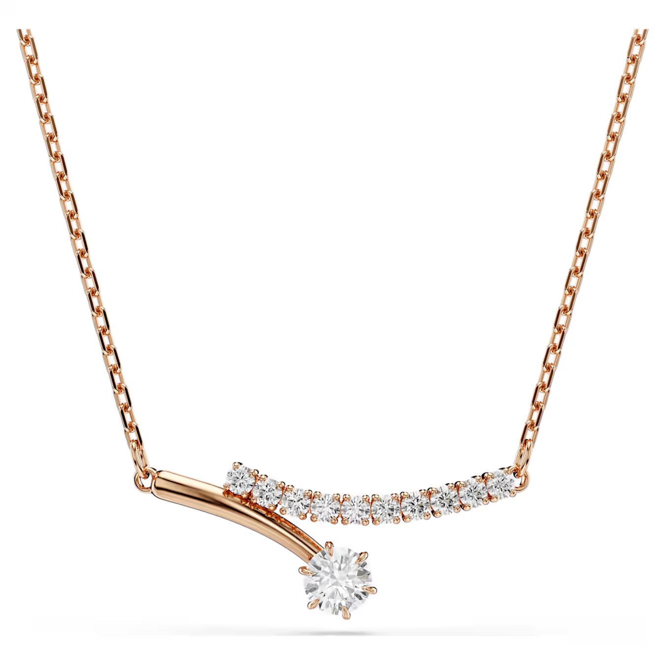 Collana Matrix Taglio Round, Bianca, Finitura oro rosa 18K