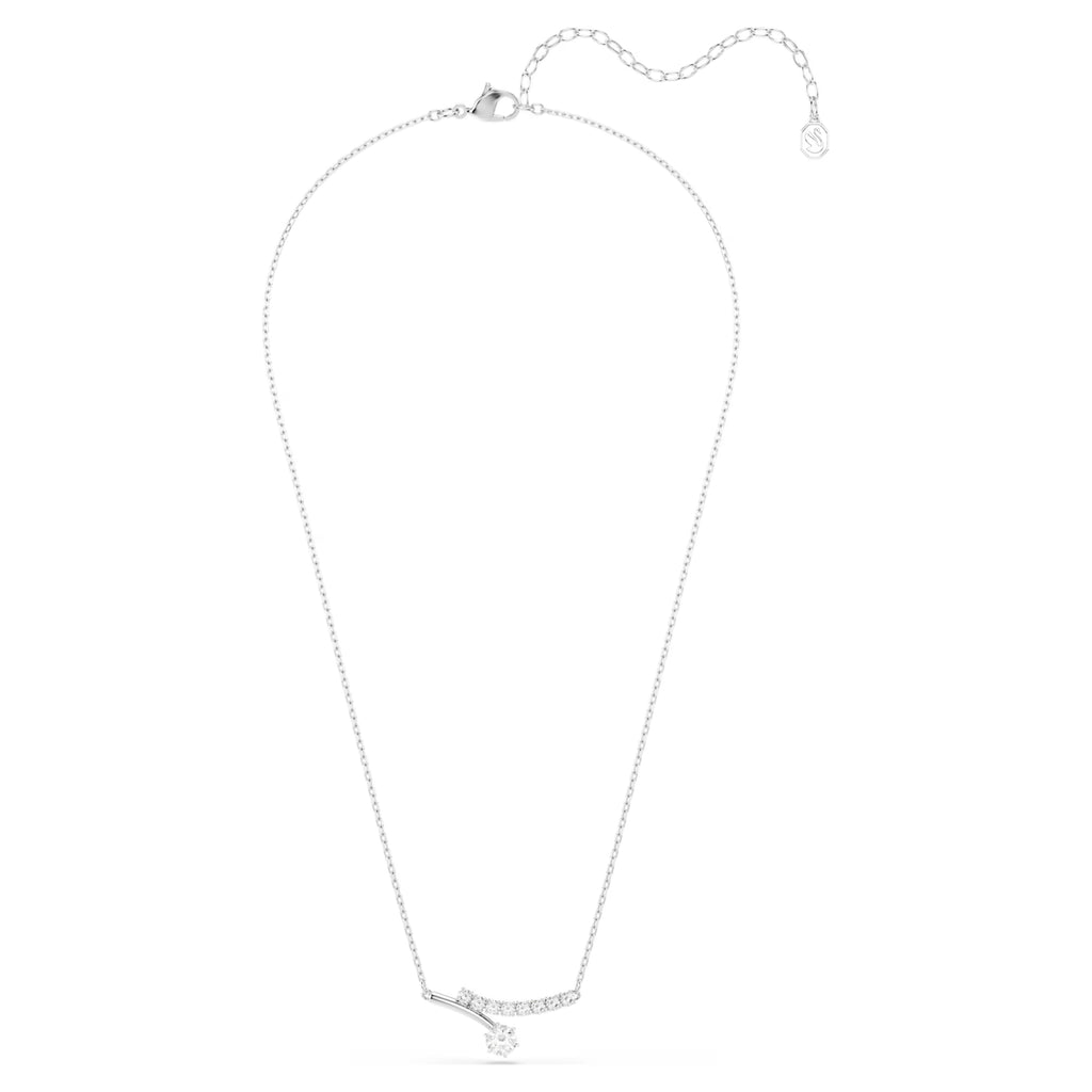 Collana Matrix Taglio Round, Bianca, Placcato rodio