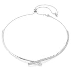 Collana Matrix Taglio Round, Bianca, Placcato rodio