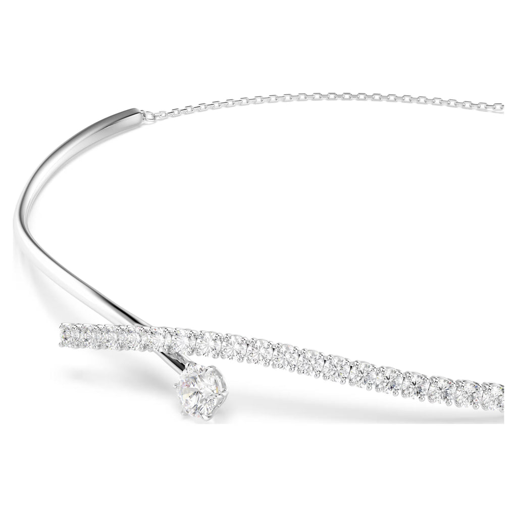 Collana Matrix Taglio Round, Bianca, Placcato rodio