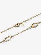 Collana Ovali Linea Sinuosa e Perla D’Acqua Dolce Coltivata Placcatura in Oro 14k - COLLANA
