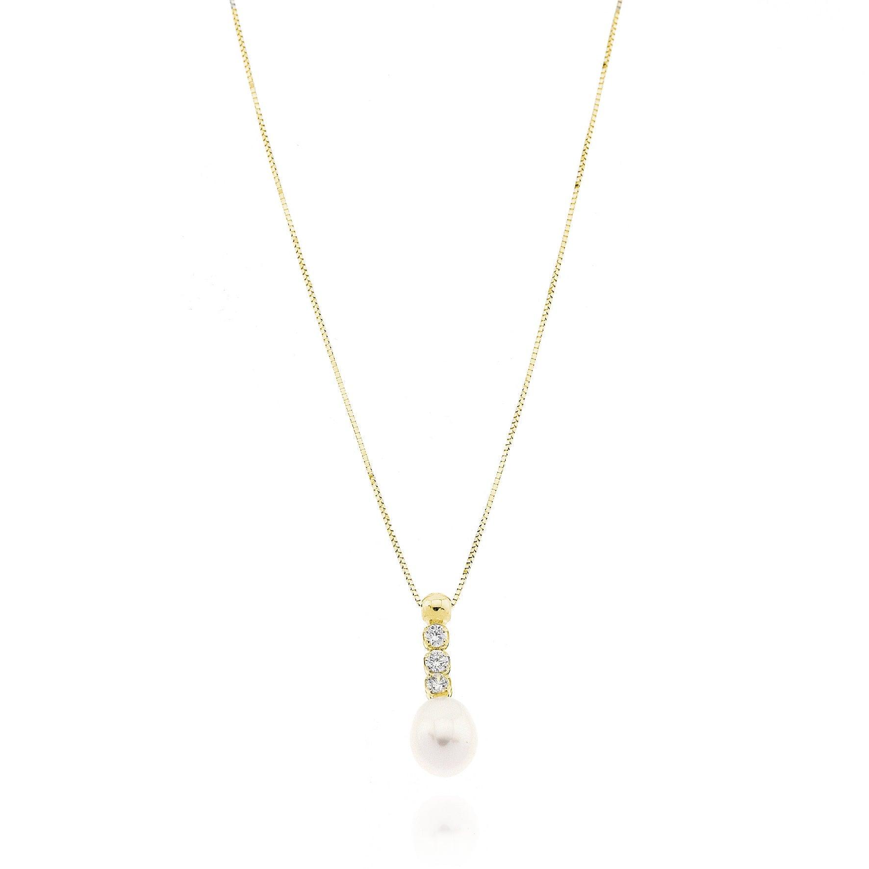 Collana Perla e Zirconi