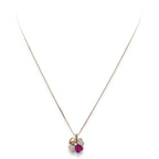 COLLANA QUADRICUORE ROSE' E ZIRCONI BIANCHI E RUBINO